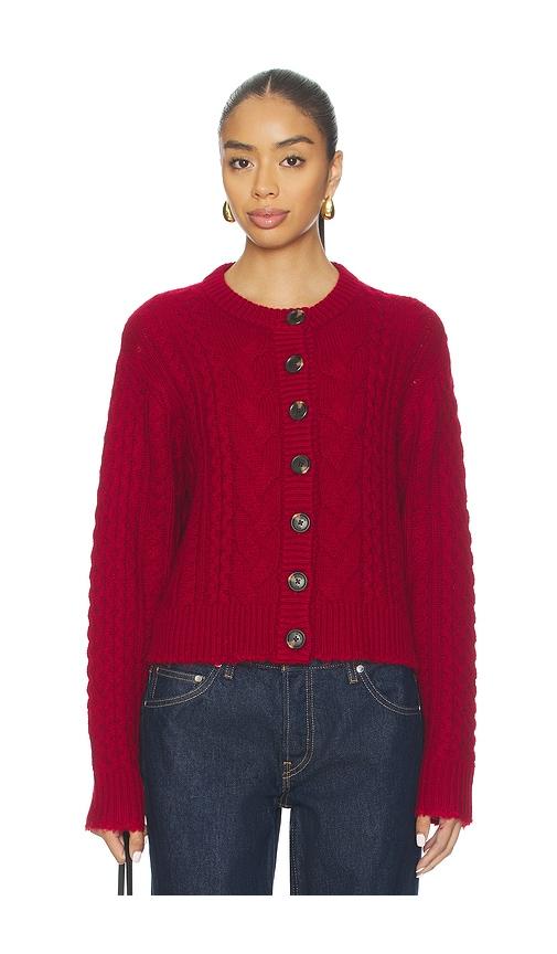 RE/DONE Cable Cardigan in Red by RE/DONE