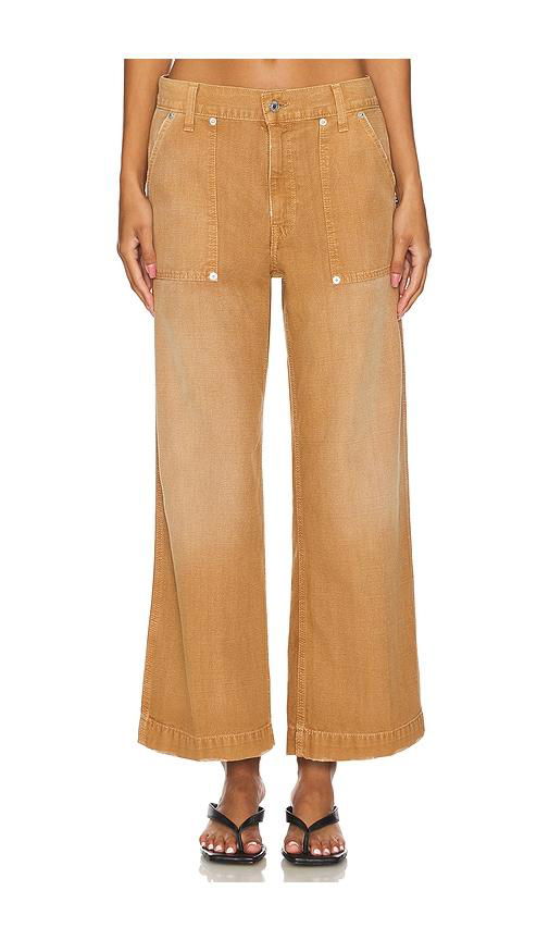 RE/DONE Cropped Baker Wide Leg in Tan by RE/DONE