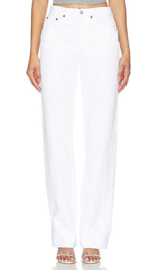 RE/DONE High Rise Loose Long in White by RE/DONE