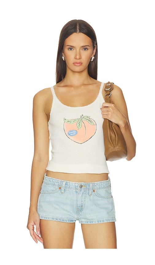 RE/DONE Lace Strap Tank Peachy Keen in White by RE/DONE