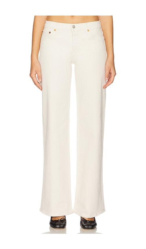 RE/DONE Mid Rise Wide Leg Jeans in Cream by RE/DONE