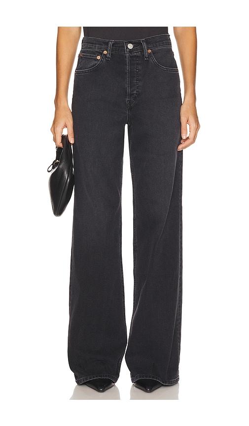 RE/DONE Originals High Rise Wide Leg Jeans in Black by RE/DONE