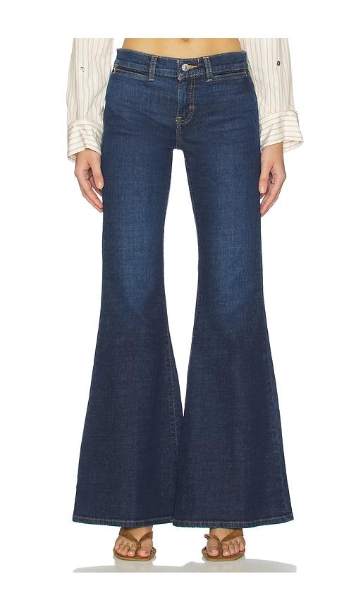 RE/DONE The Janis Wide Leg & Flare Jean in Dark Santa Cruz in Blue by RE/DONE