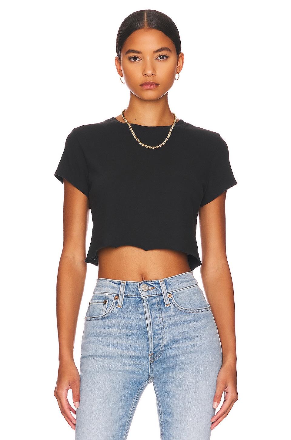 RE/DONE x Hanes Cropped 60's Slim Tee in Black by RE/DONE
