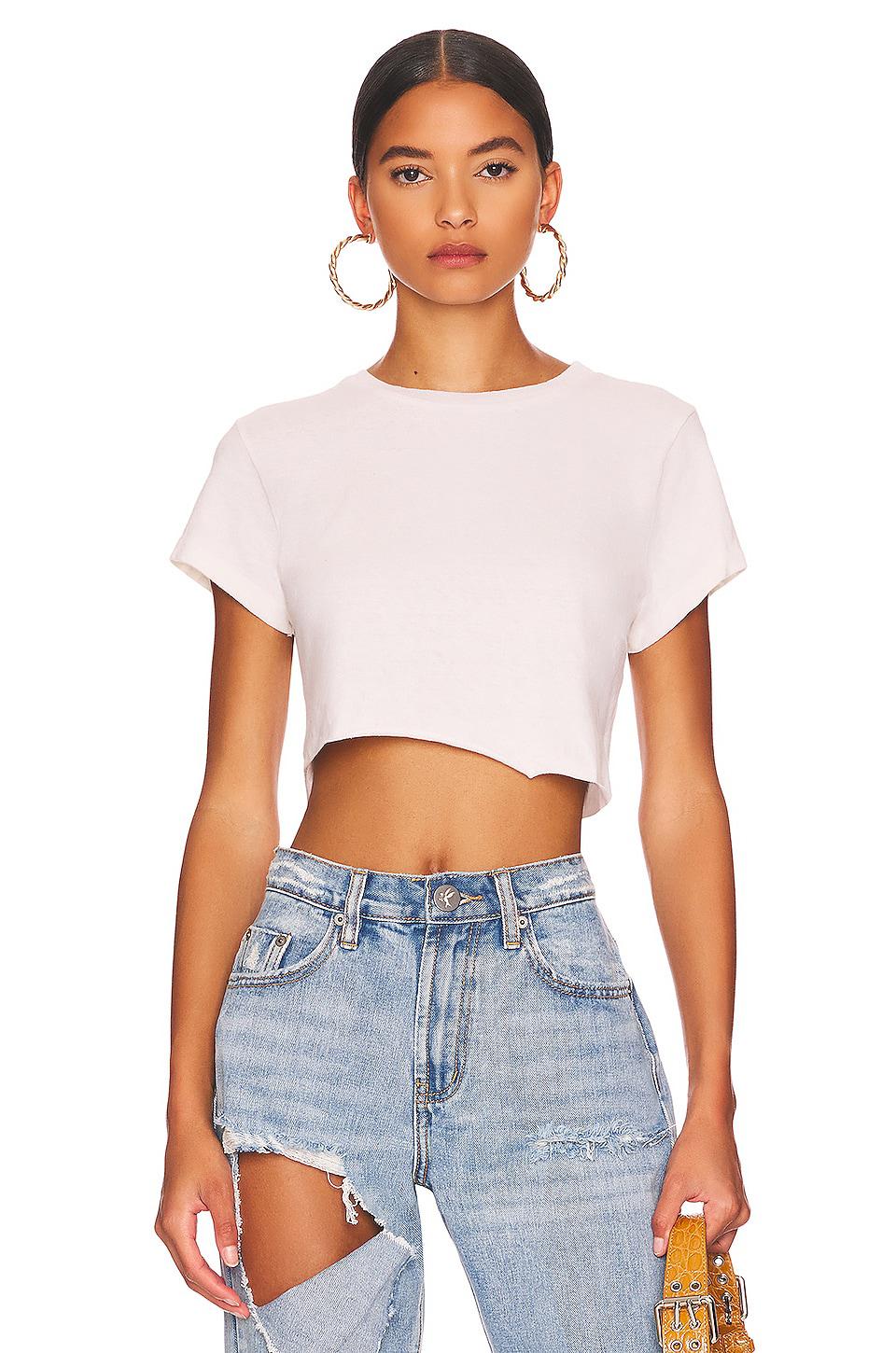 RE/DONE x Hanes Cropped 60's Slim Tee in White by RE/DONE
