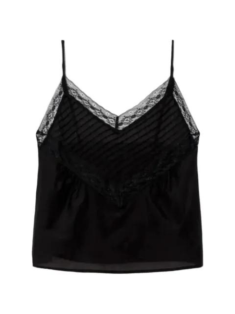 Sofia lace-trim pintuck camisole by RE/DONE