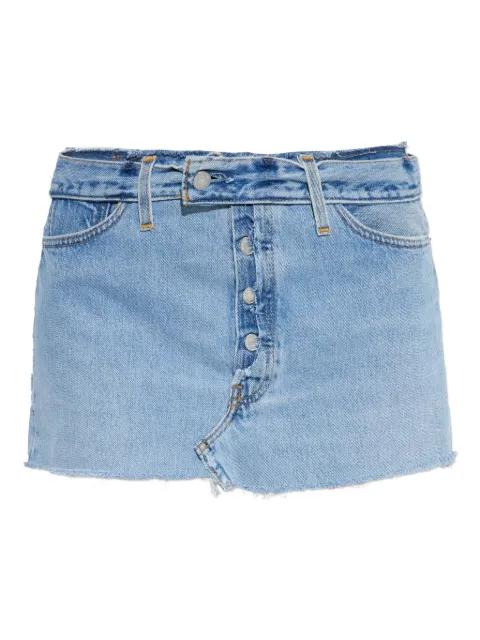 button-fastening frayed denim skirt by RE/DONE