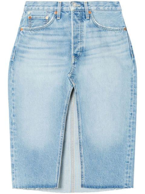 organic cotton midi denim skirt by RE/DONE