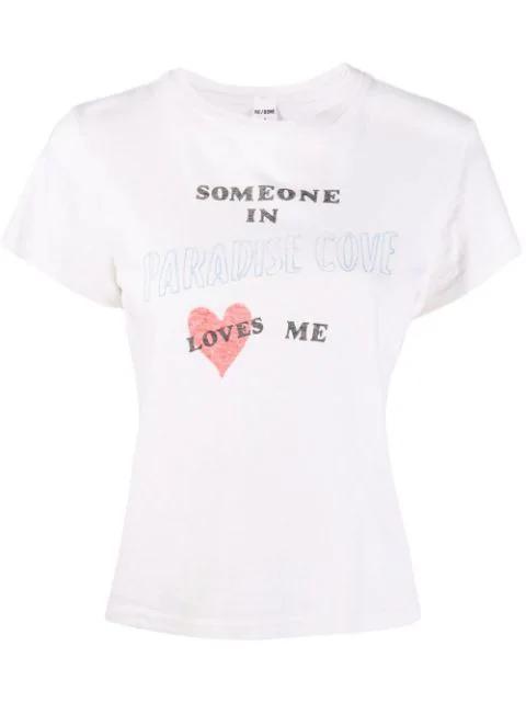 slogan-print cotton T-shirt by RE/DONE
