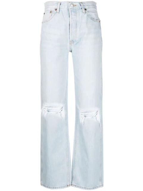 wide-leg distressed jeans by RE/DONE