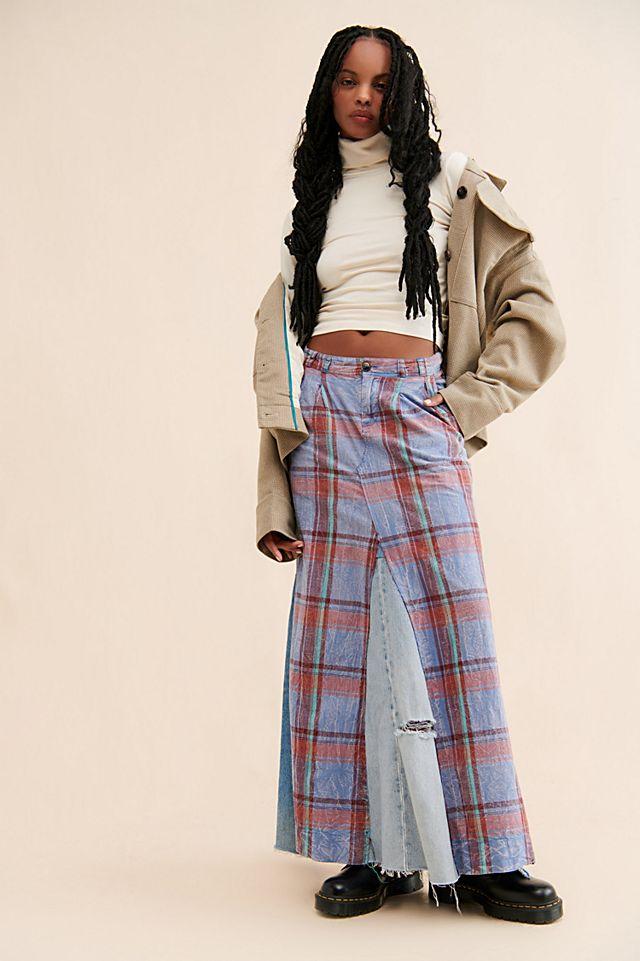 Re_Nuuly x Tricia Fix Plaid Denim Skirt by RE_NUULY X TRICIA FIX