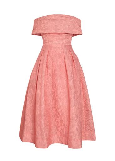 Adalyn off-the-shoulder cloqué midi dress by REBECCA VALLANCE