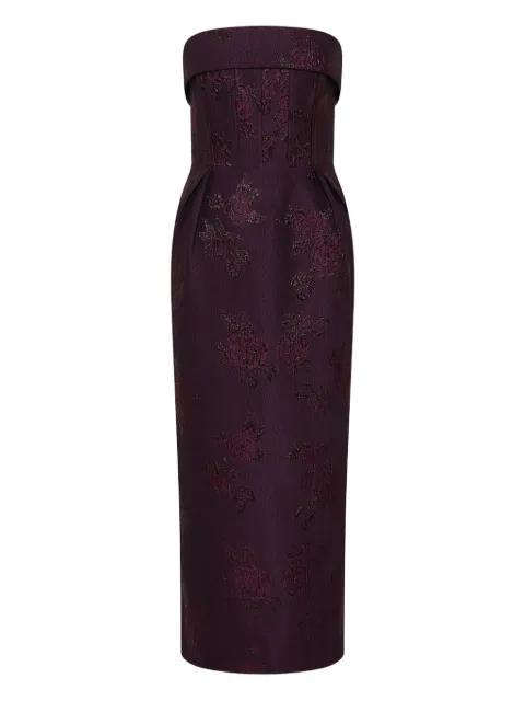 Afina strapless floral-brocade midi dress by REBECCA VALLANCE