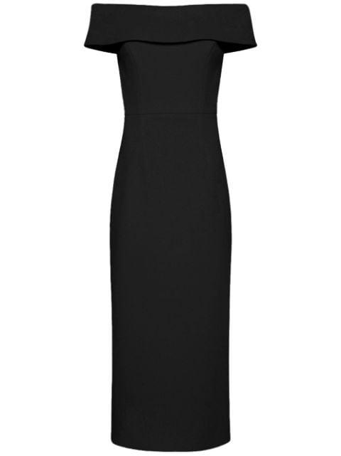 Amore off-shoulder midi dress by REBECCA VALLANCE