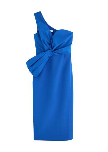 Antonella one-shoulder bow-embellished midi dress by REBECCA VALLANCE