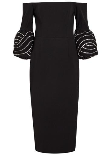 Bellatrix crystal-embellished crepe midi dress by REBECCA VALLANCE
