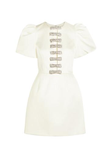 Blaise crystal-embellished satin-twill mini dress by REBECCA VALLANCE