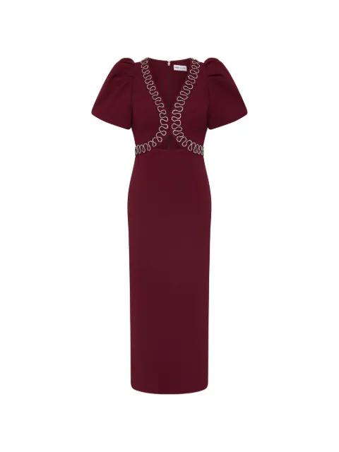 Cava puff-sleeves embellished midi dress by REBECCA VALLANCE