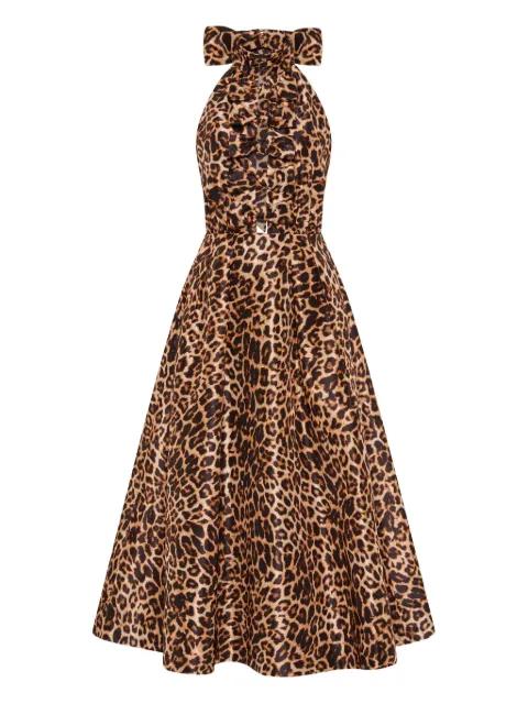 Clarice ruffled belted midi dress by REBECCA VALLANCE