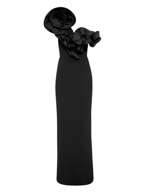 Ella ruffle-detail one-shoulder gown by REBECCA VALLANCE