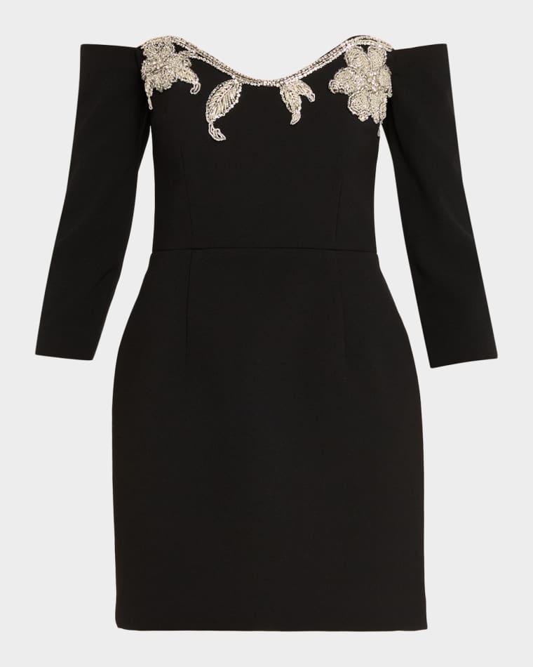 Ellerie Floral Diamante Off-Shoulder Mini Dress by REBECCA VALLANCE