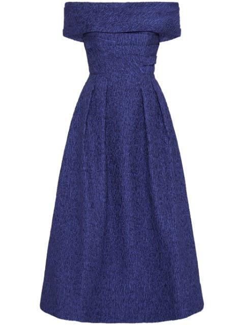 Helene textured off-shoulder midi dress by REBECCA VALLANCE