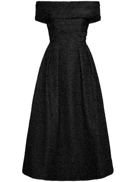 Helene textured off-shoulder midi dress by REBECCA VALLANCE