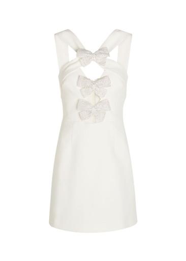 Hermoine bow-embellished crepe mini dress by REBECCA VALLANCE