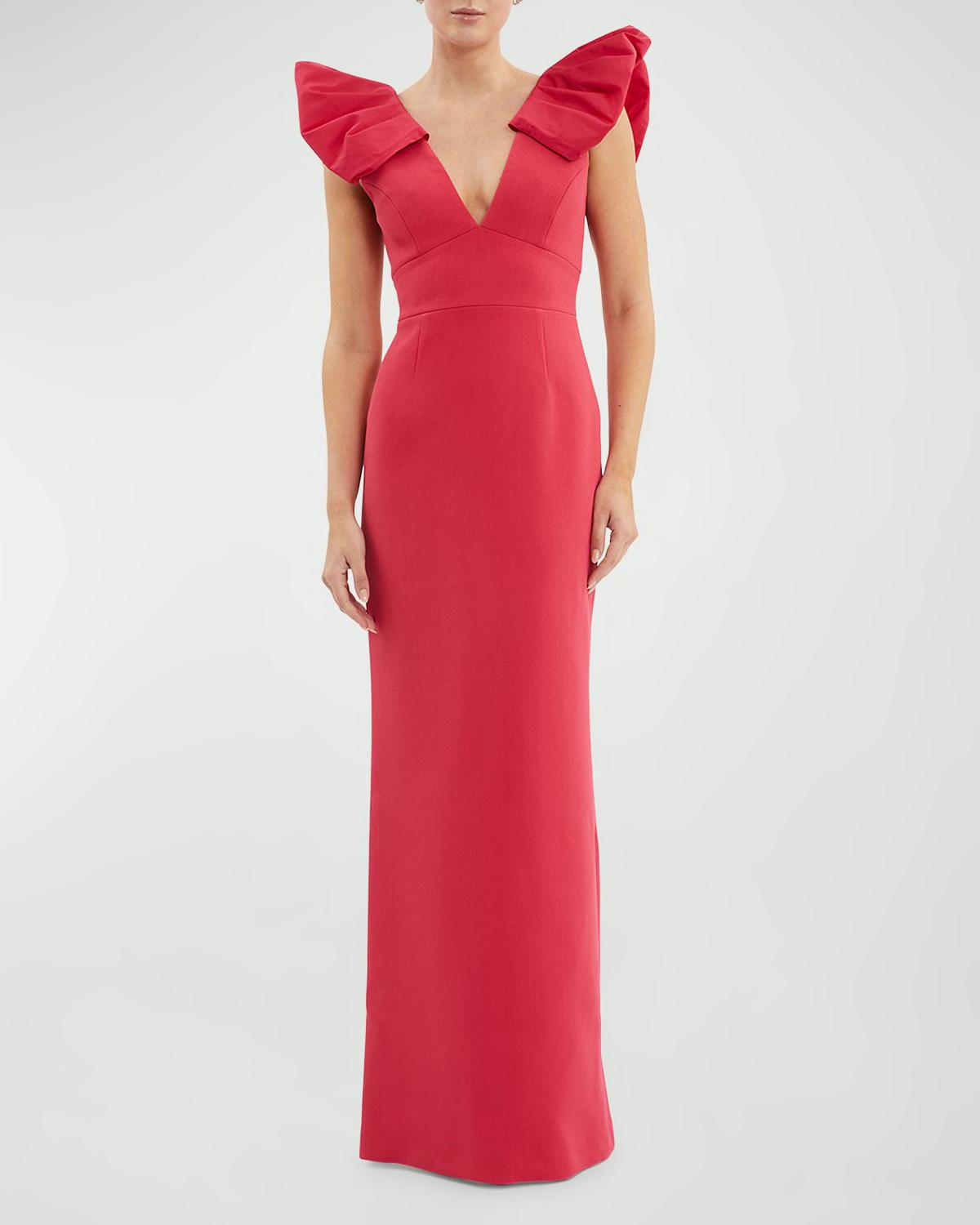 Katie Sleeveless Ruffle Column Gown by REBECCA VALLANCE Katie Sleeveless Ruffle Column Gown by REBECCA VALLANCE