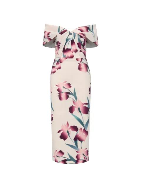 Linnea off-the-shoulder floral midi dress by REBECCA VALLANCE