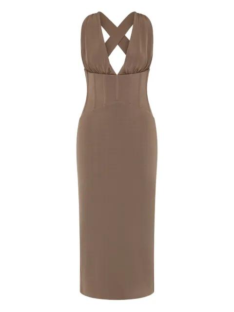 Misha cross-back corset midi dress by REBECCA VALLANCE