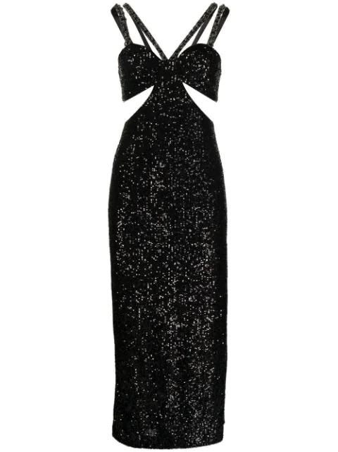 Missing Hours sequinned cut-out midi dress by REBECCA VALLANCE