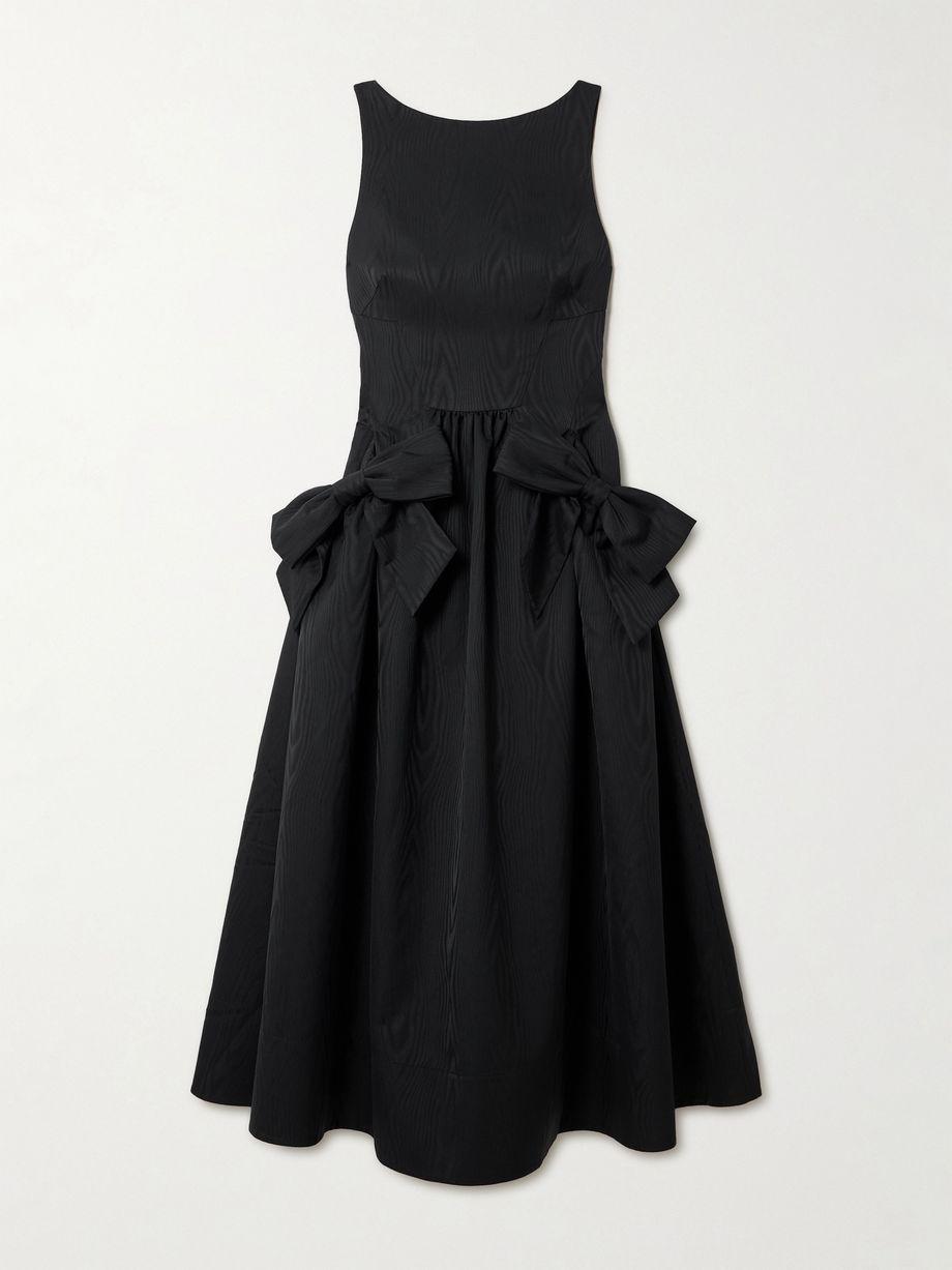 Narcissa bow-embellished gathered moire midi dress by REBECCA VALLANCE