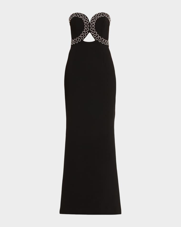 Nyx Strapless Diamante-Trim Column Gown by REBECCA VALLANCE