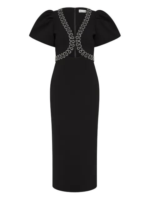 Nyx puff-sleeve midi dress by REBECCA VALLANCE