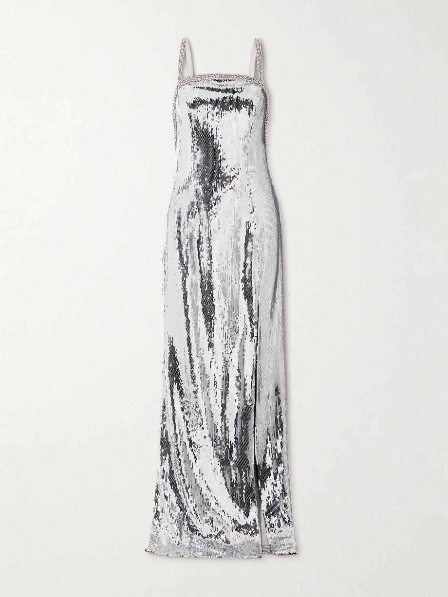 Olympia open-back crystal-embellished sequined mesh gown by REBECCA VALLANCE