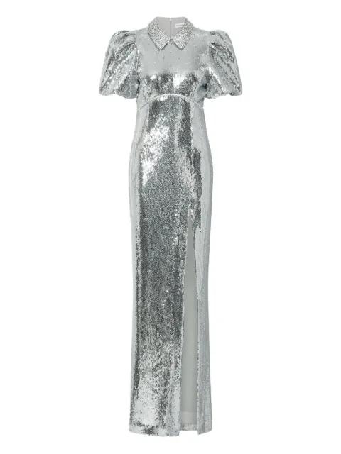 Olympia short-sleeve embellished maxi dress by REBECCA VALLANCE