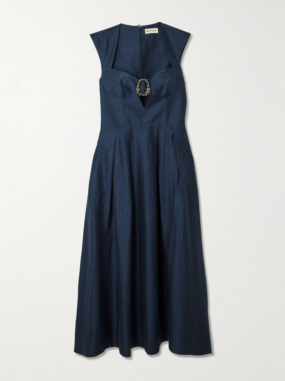 Serenity embellished pleated Lyocell-blend midi dress by REBECCA VALLANCE