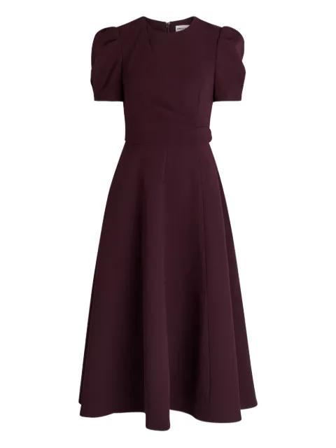 Syrah puff-sleeve A-line midi dress by REBECCA VALLANCE