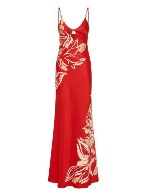 Tallara chain-embellished floral maxi dress by REBECCA VALLANCE
