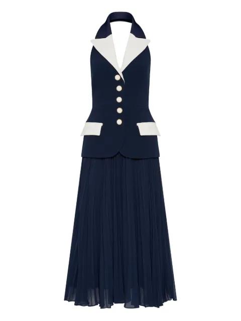ULA midi halter pleated dress by REBECCA VALLANCE