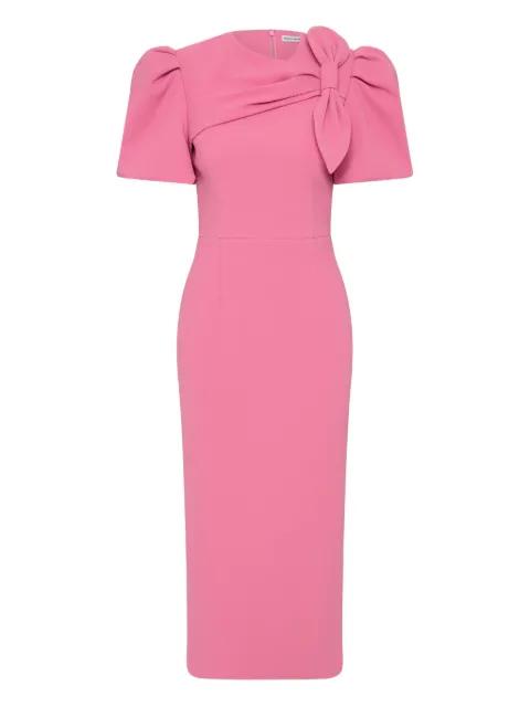 bow puff-sleeve muriel midi dress by REBECCA VALLANCE