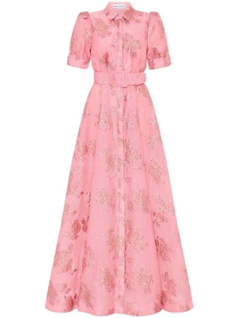 floral-jacquard belted dress by REBECCA VALLANCE