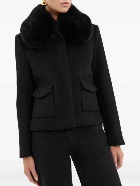 fur collar cropped coat by REBECCA VALLANCE