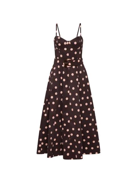 polka dot belted midi dress by REBECCA VALLANCE