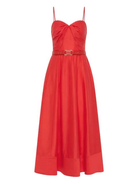 twisted belted midi dress by REBECCA VALLANCE