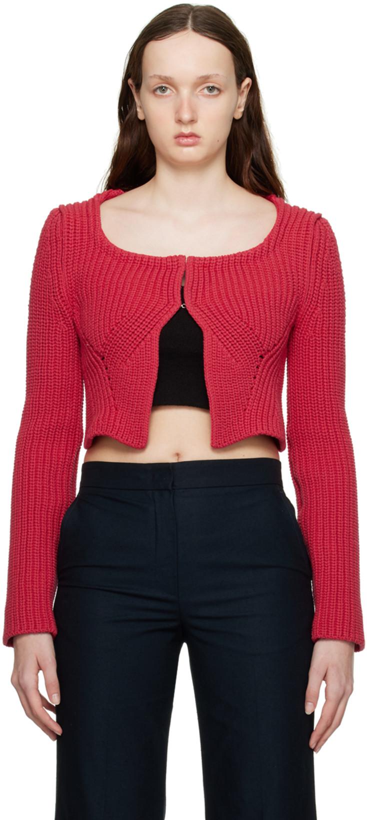 Red Chunky Cardigan by RECTO
