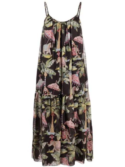 Elephant-print tiered dress by REDVALENTINO