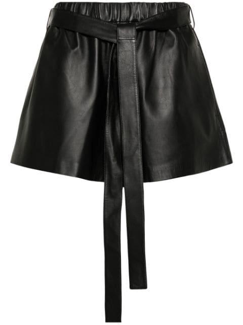 belted-waist leather shorts by REDVALENTINO