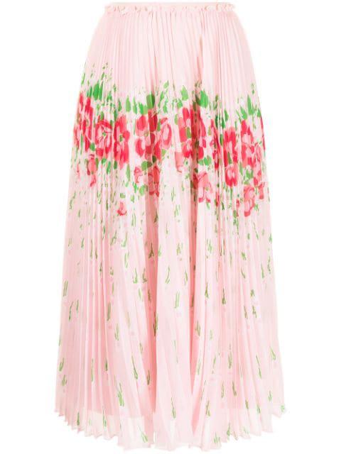 floral-print pleated midi skirt by REDVALENTINO